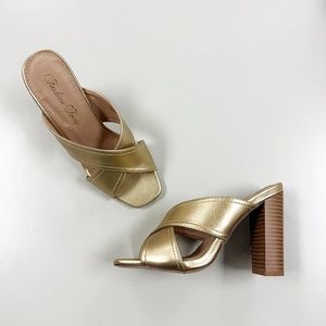 Heels Cross Strap Mule from Fashion Focus - S012-1 Gold